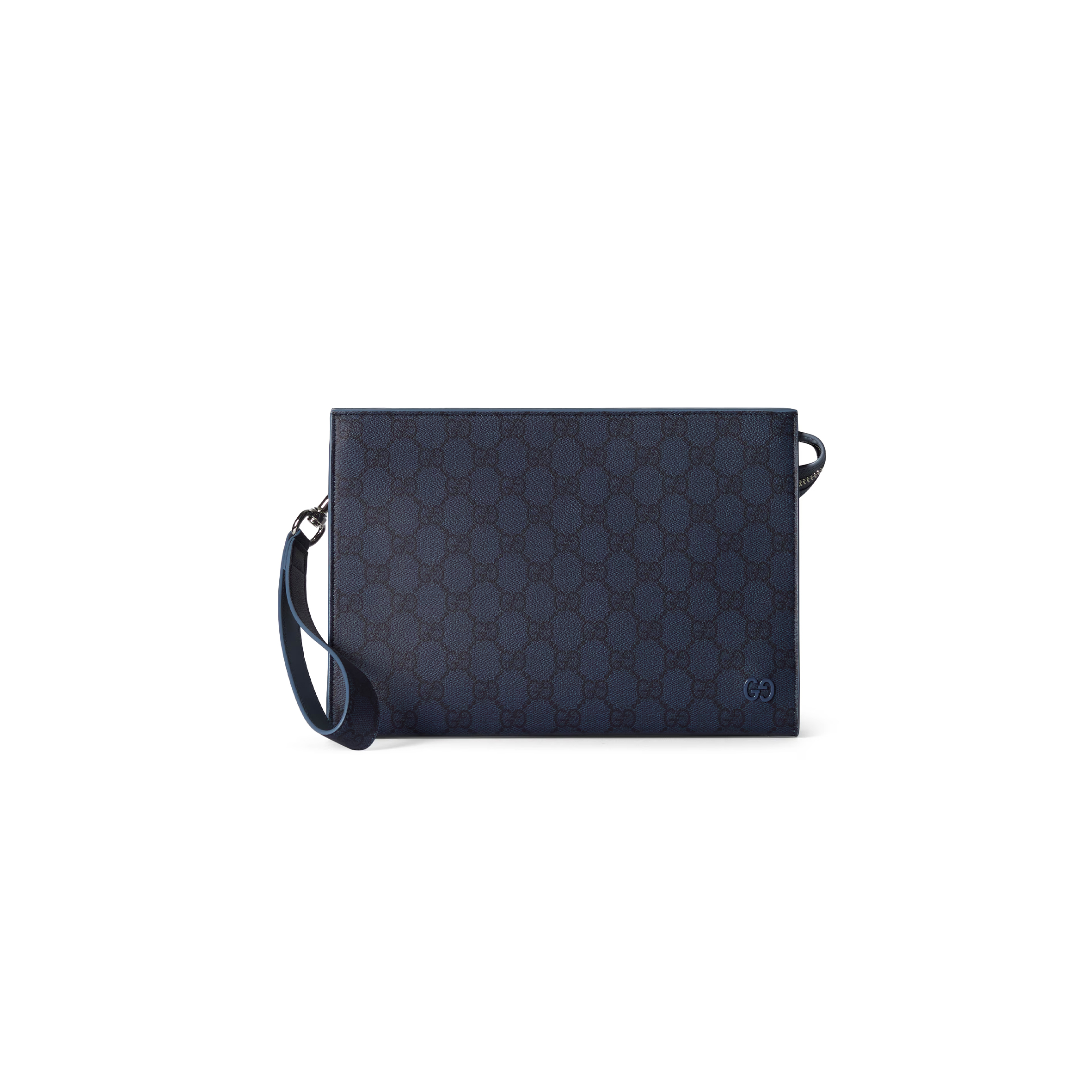 GUCCI DUSTY BLUE TRIM MEDIUM POUCH 768255 (26*18*6cm)